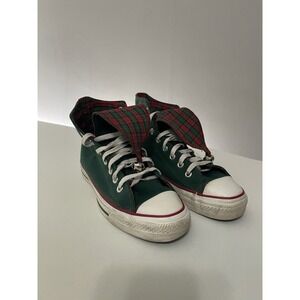 VTG Chuck Taylor Green Allstar W/Plaid Elf‎ Jingle Bells High Top Shoes Size 6.5